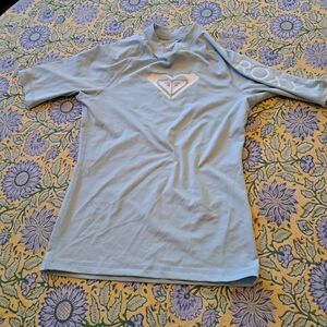 Roxy Logo Whole Hearted Short Sleeve UPF 50 Rashguard/Athletic/Surf/Swim Top
